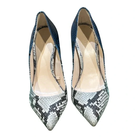 Zara Woman Animal Print Real Leather Blue Grey Pumps - Picture 2 of 7